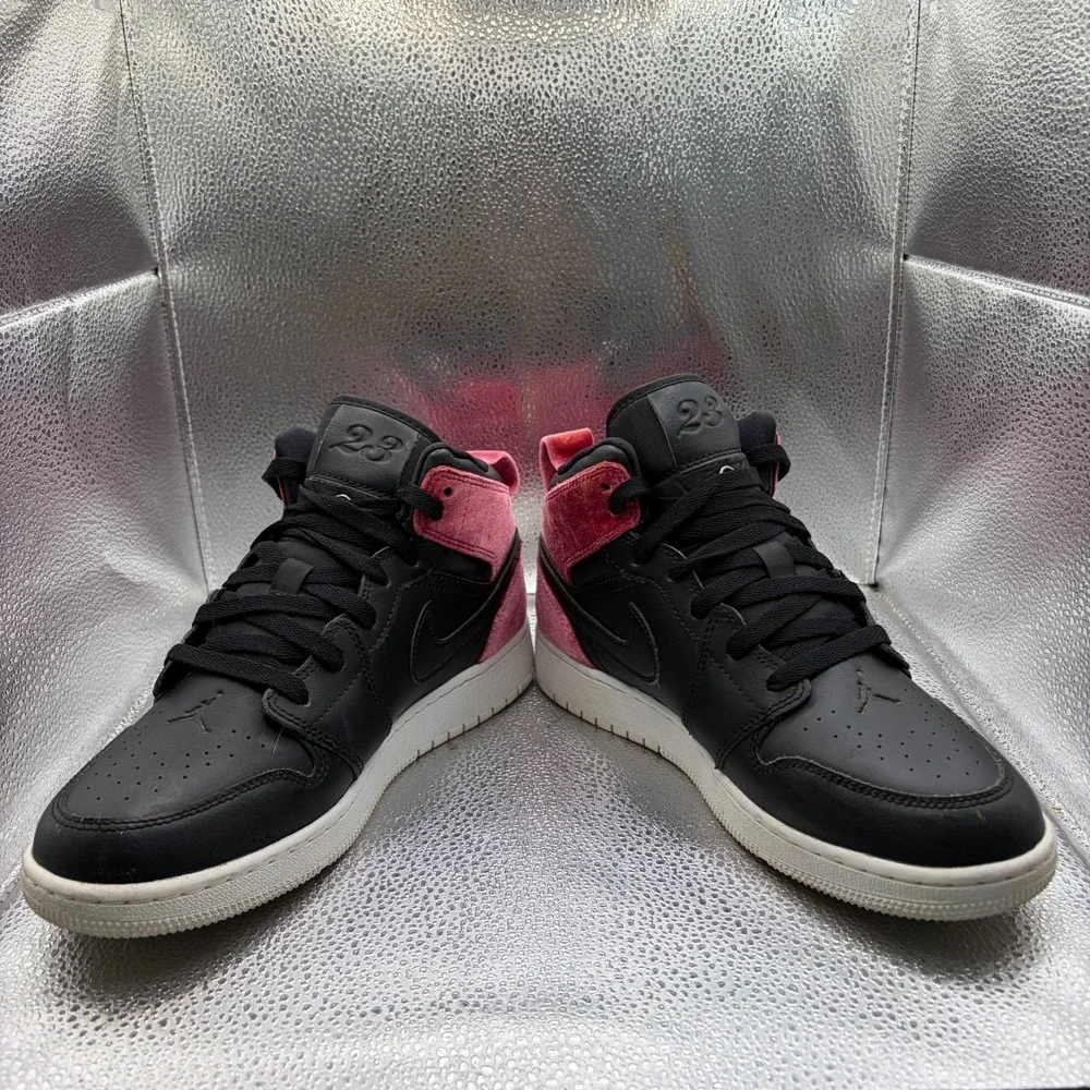 Size 6.5Y Nike Air Jordan 1 Mid XLD‎ GS Black Noble Red Kids Shoes CK5678-006